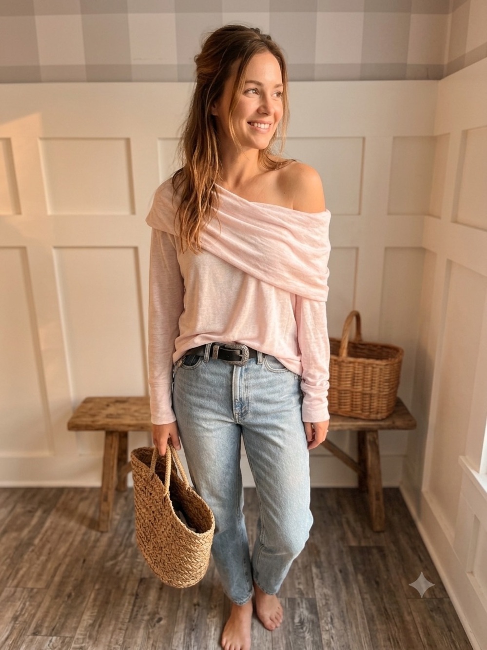 Lilly Pulitzer Soft Blush Off-Shoulder Knit Sweater Medium